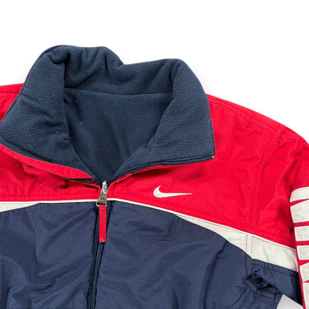Vintage Nike Jacket Boys MEDIUM 10-12 Blue Red Reversible Puffer Fleece Y2K